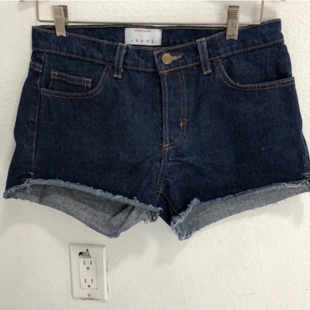 American apparel denim high rise raw hem shorts 26 100% cotton